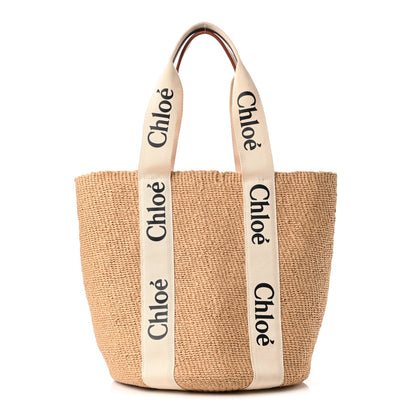 Chloe Raffia Large Woody Tote White 1 of 10