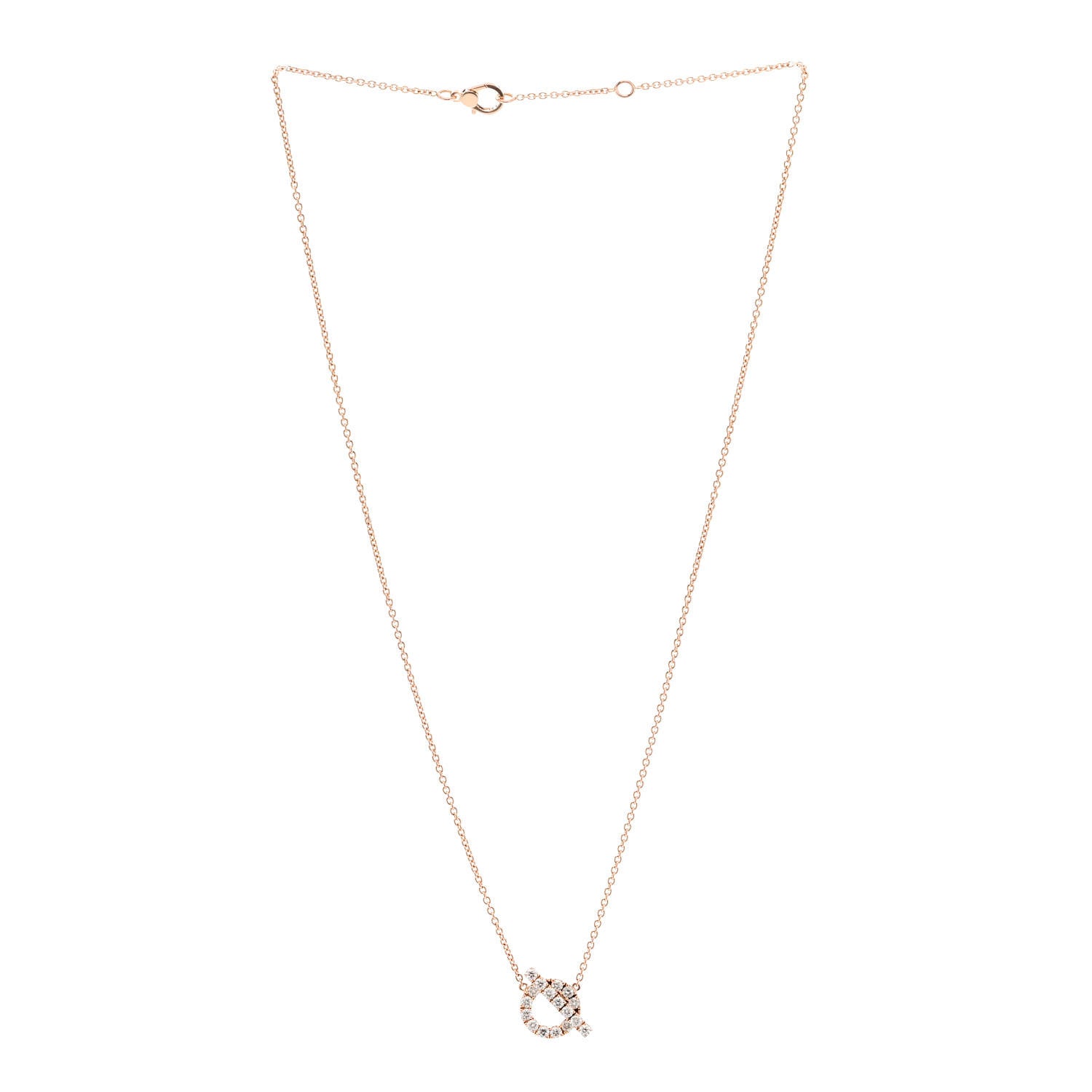 Hermes 18K Rose Gold Diamond Finesse Pendant Necklace 3 of 5