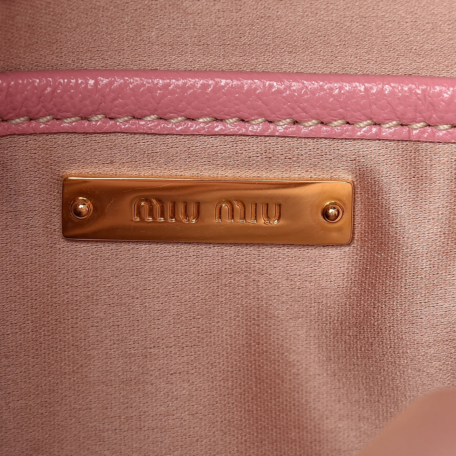 Miu Miu Goatskin Madras Shopping Tote Rosa 6 of 22