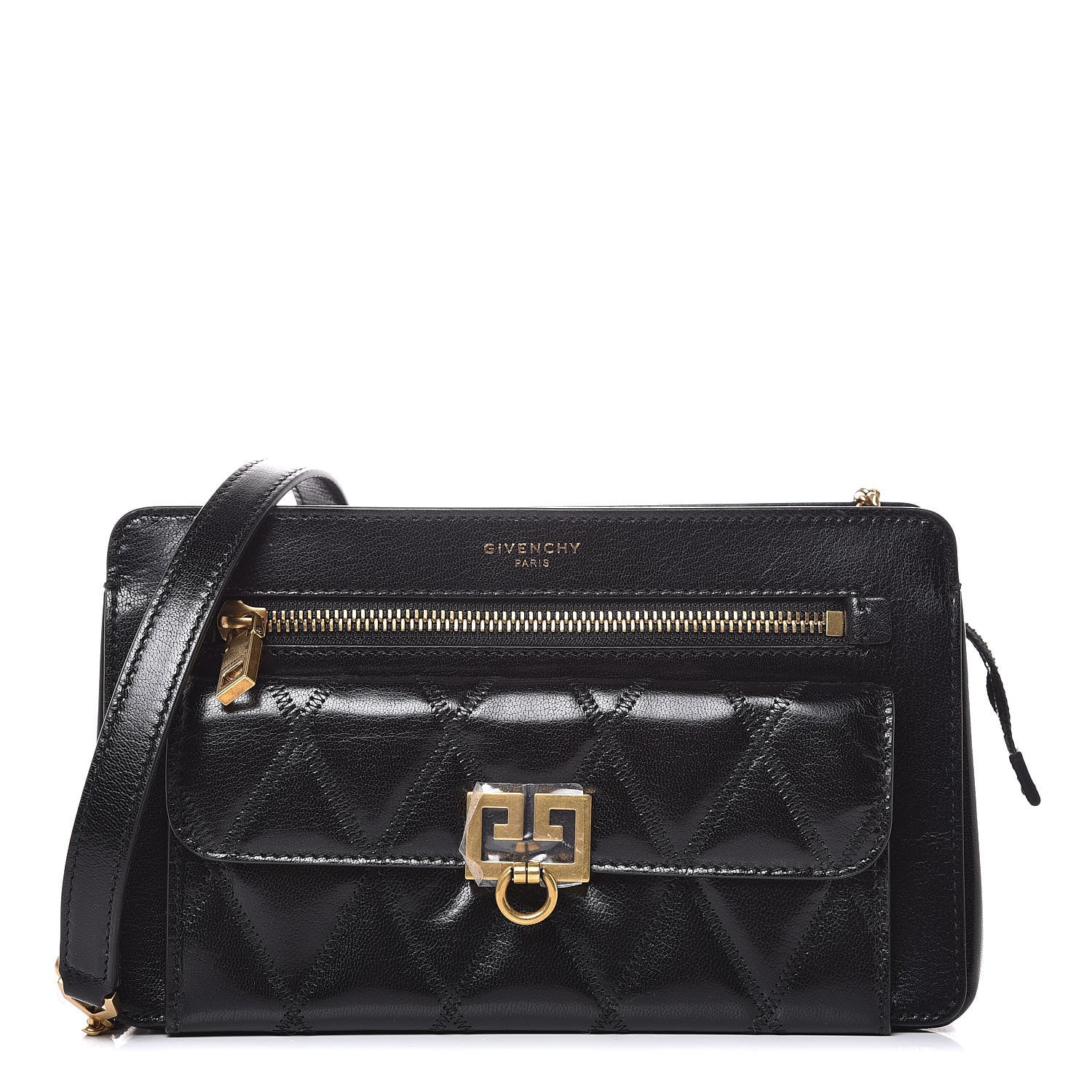 Givenchy Goatskin Diamond Quilted Pocket Crossbody Black 1 of 6