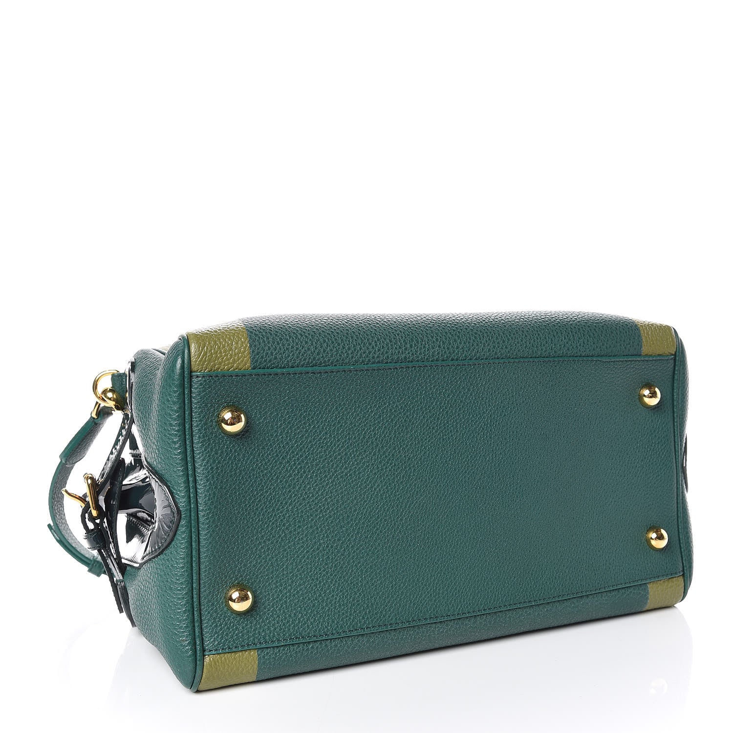 Burberry Grain Calfskin Patent Small The Bee Top Handle Green 4 of 13