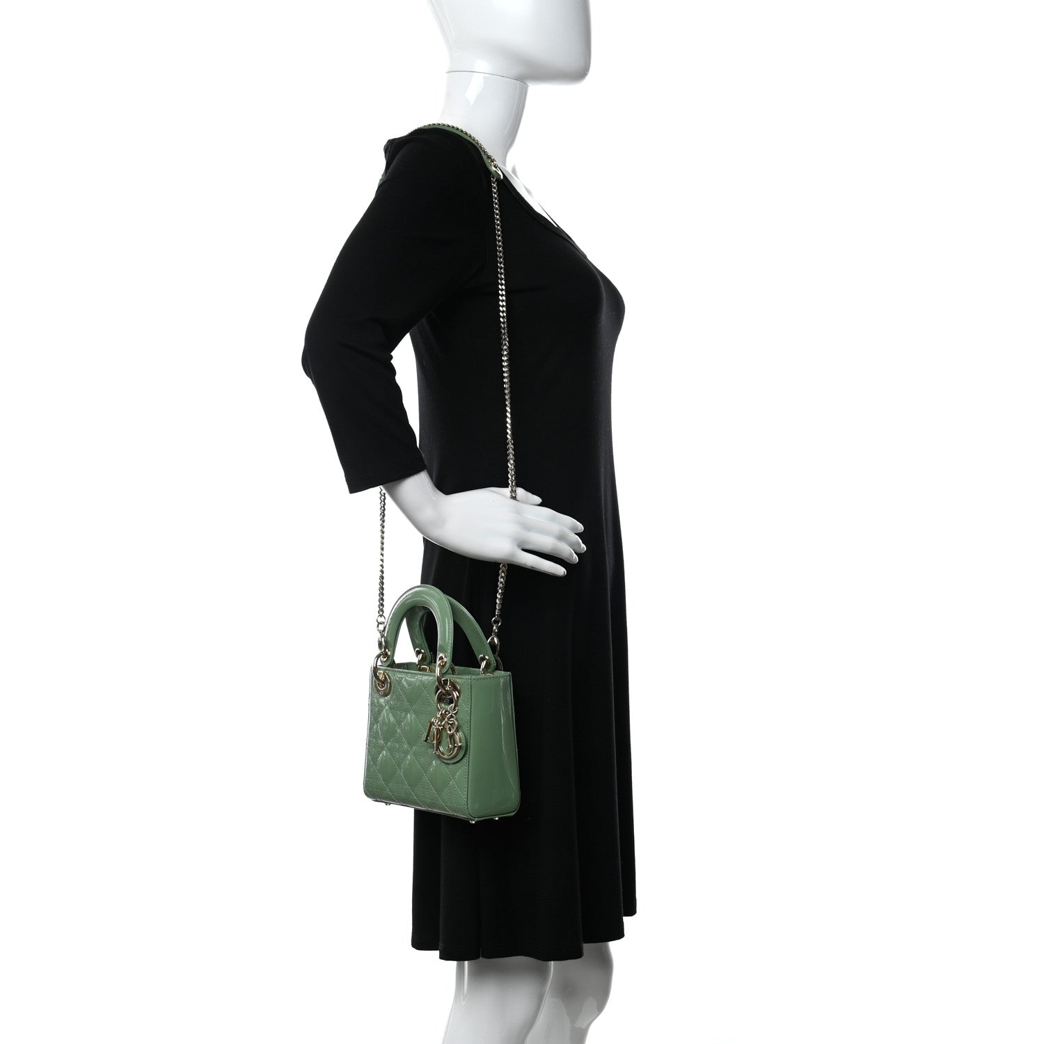 Christian Dior Patent Cannage Mini Lady Dior Mint Green 2 of 9