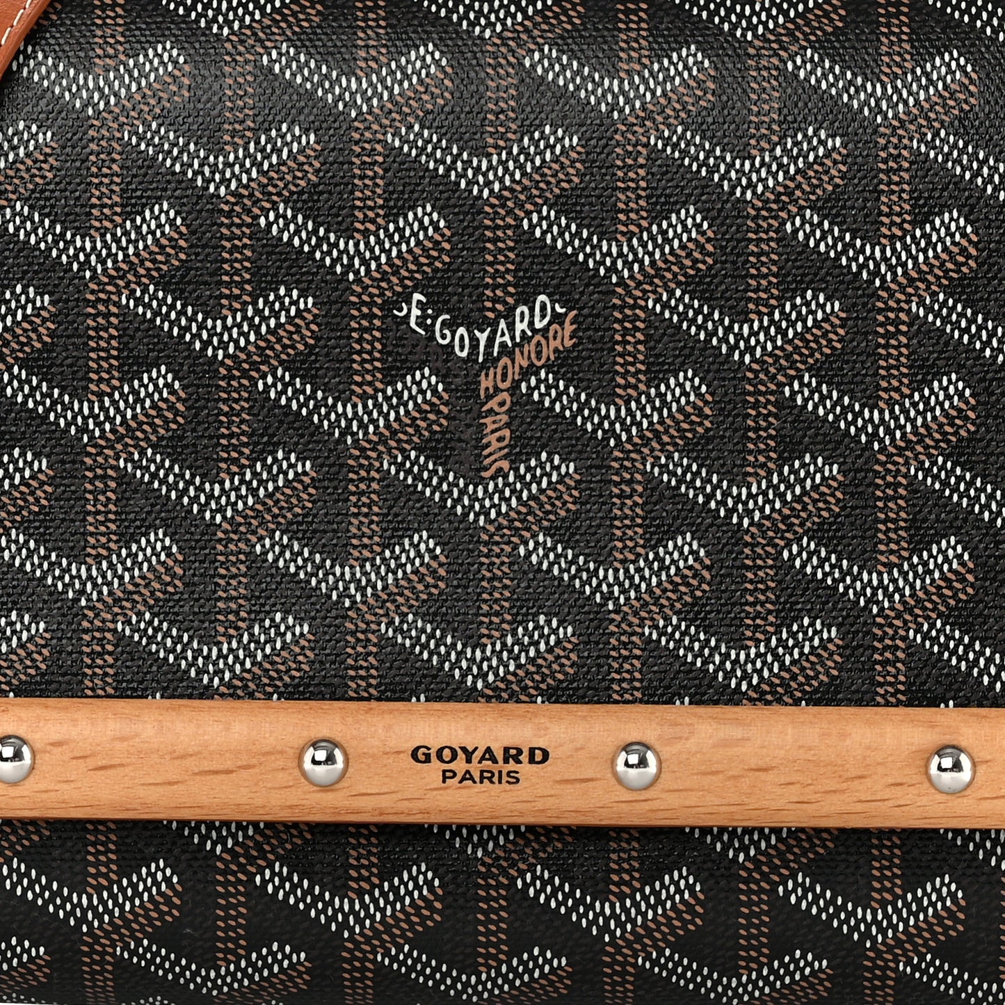 Goyardine Monte Carlo Bois Clutch With Strap Black Gold