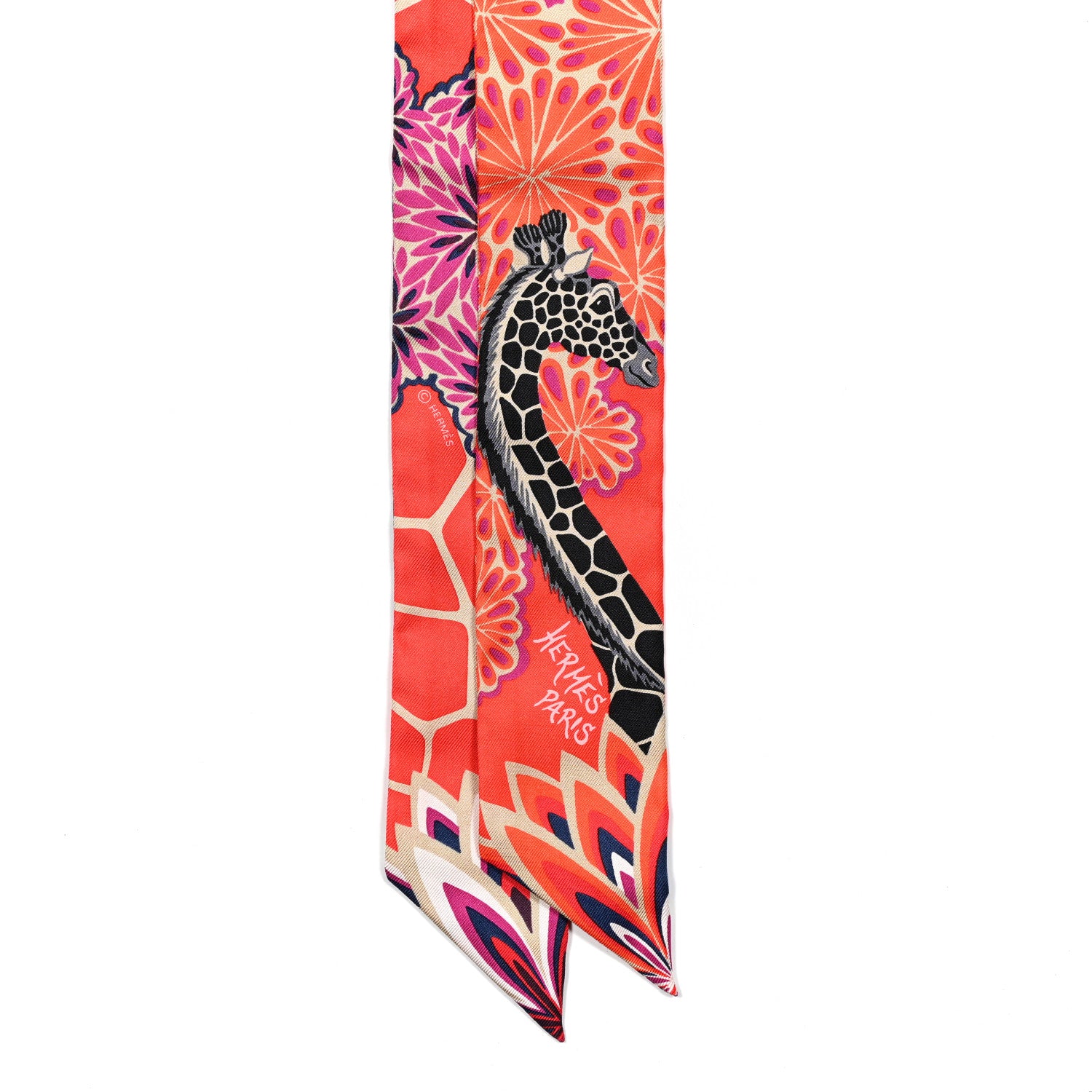 Hermes Silk The Three Graces Twilly Vermillion Fuchsia 2 of 4