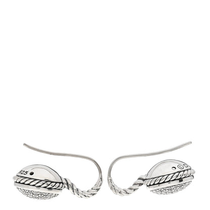 David Yurman Sterling Silver Pave Diamond Drop Earrings 3 of 4