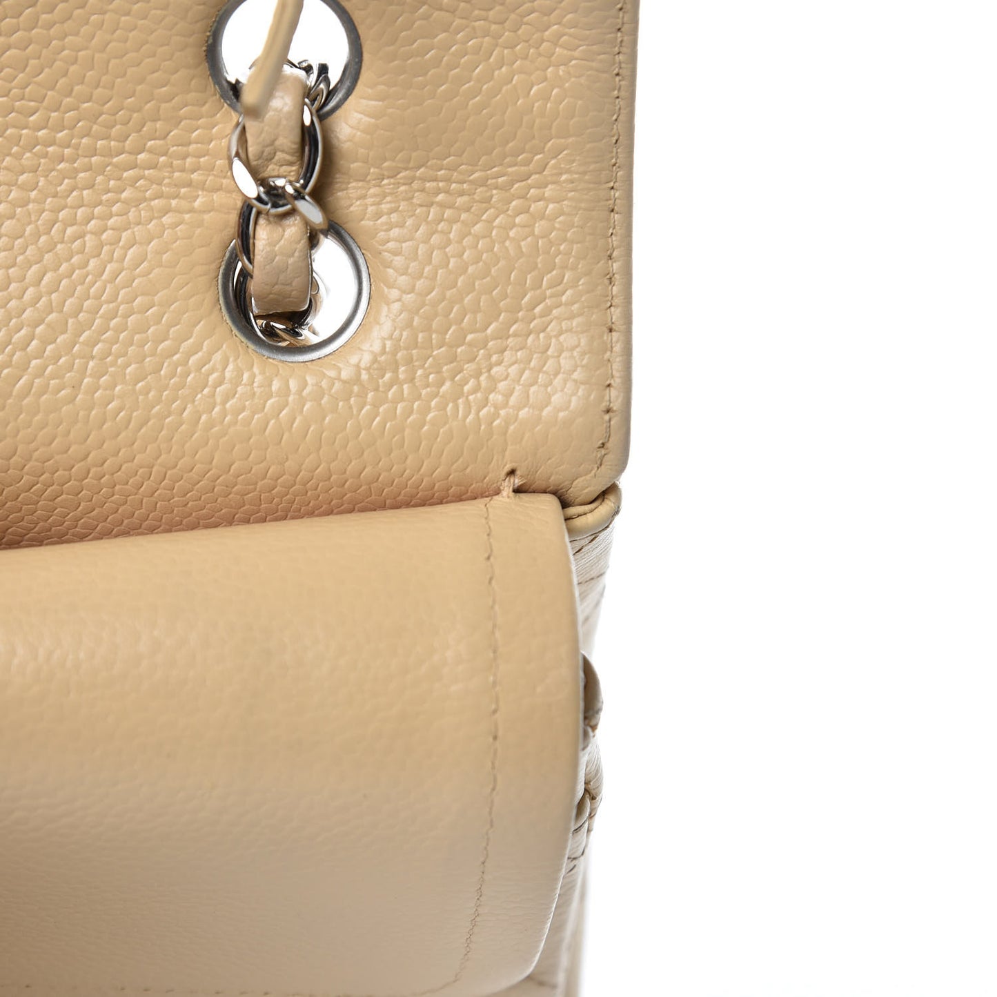 Caviar Quilted Medium Double Flap Beige Clair