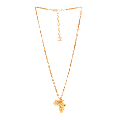 Chanel Crystal Pearl CC Africa Pendant Necklace Gold White 3 of 5