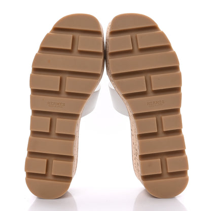 Hermes Calfskin Cork Eze 30 Sandals 36 White 5 of 9