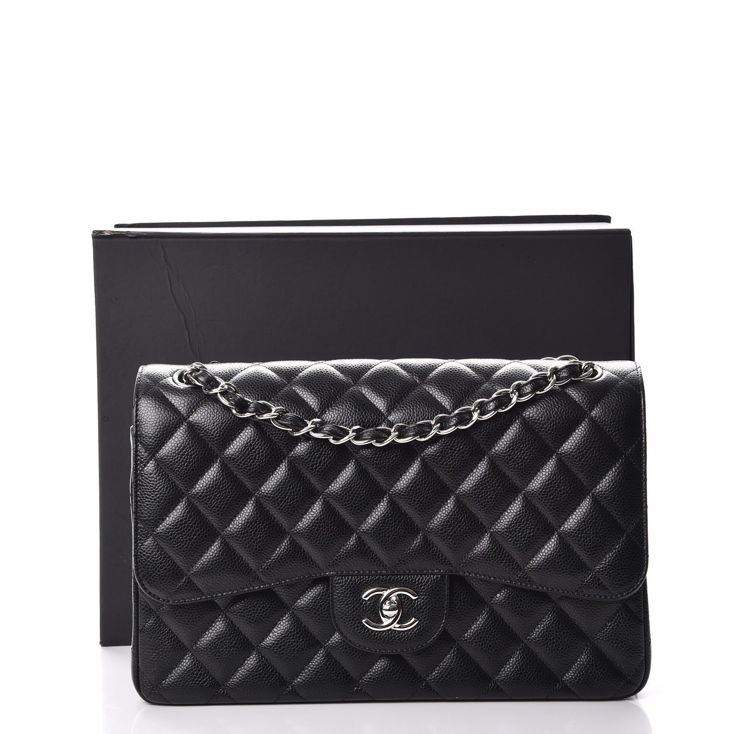 Caviar Quilted Jumbo Double Flap Black