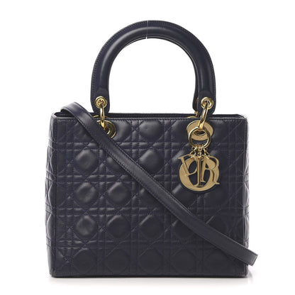 Christian Dior Lambskin Cannage Medium Lady Dior Navy Blue 1 of 15
