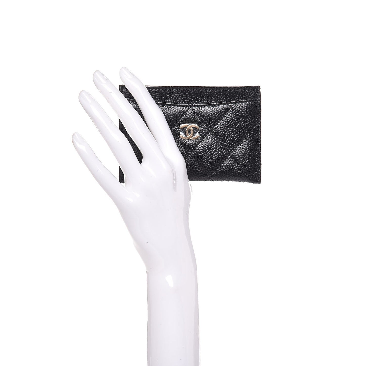 Caviar Quilted Card Holder Black