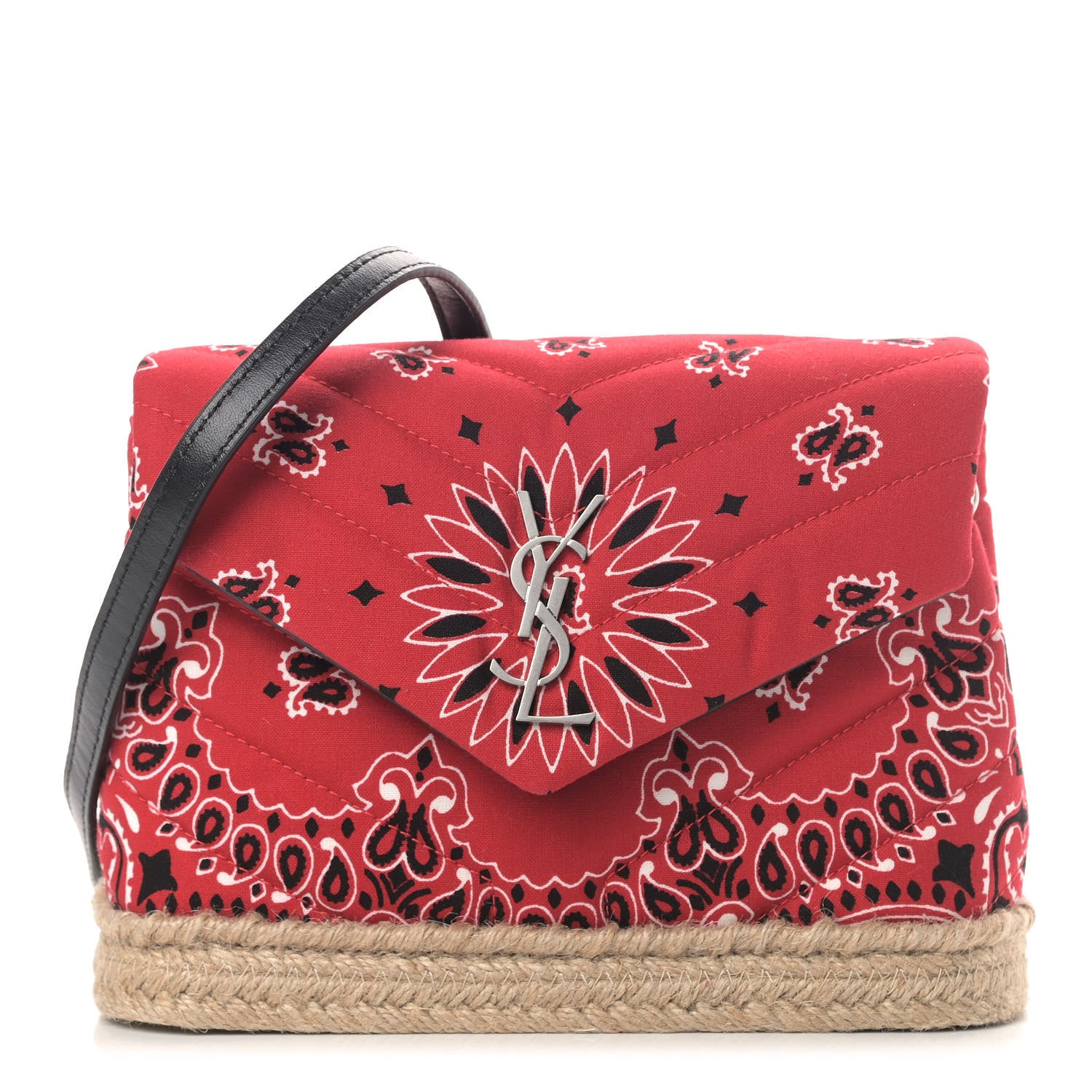 Saint Laurent Cotton Bandana Y Quilted Monogram Toy Loulou Crossbody Bag Red 1 of 9