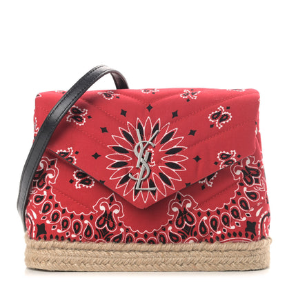 Saint Laurent Cotton Bandana Y Quilted Monogram Toy Loulou Crossbody Bag Red 1 of 9