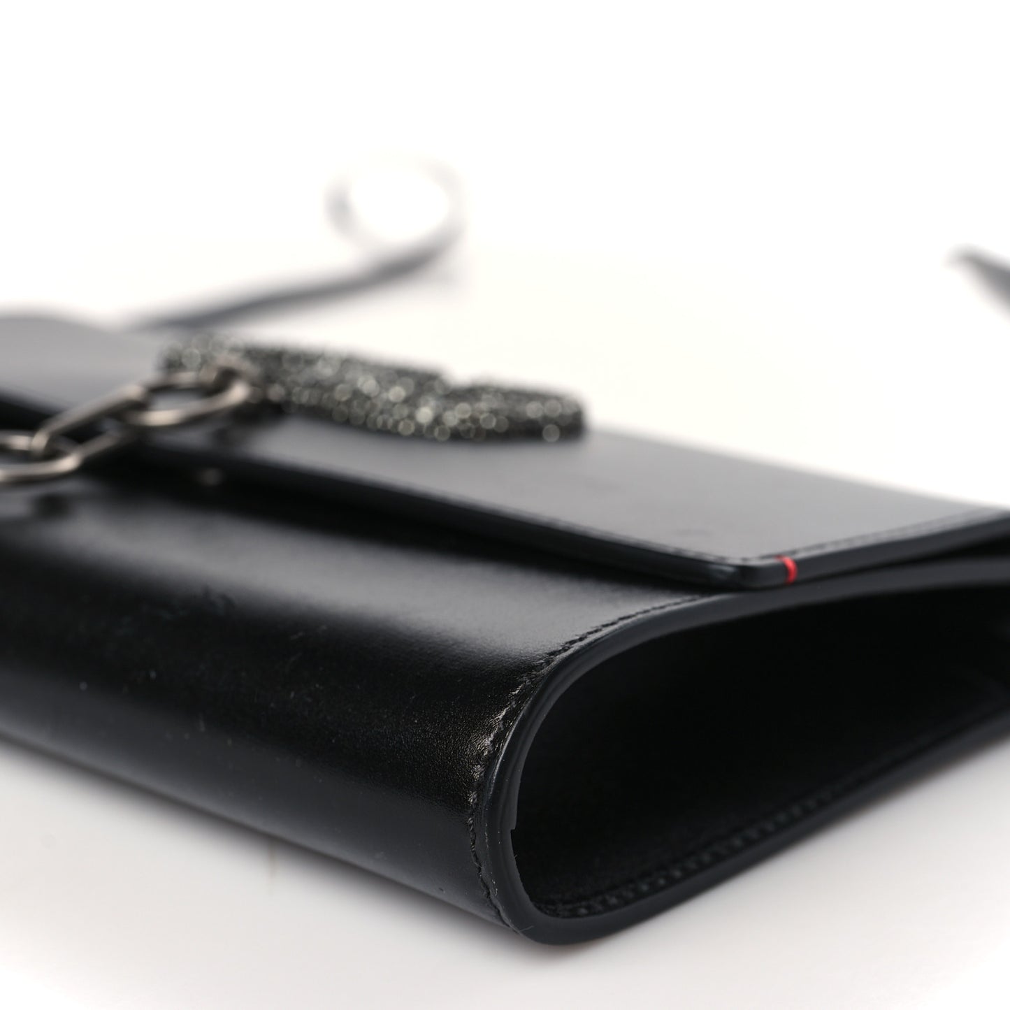 Calfskin VCase Chain Wallet Black