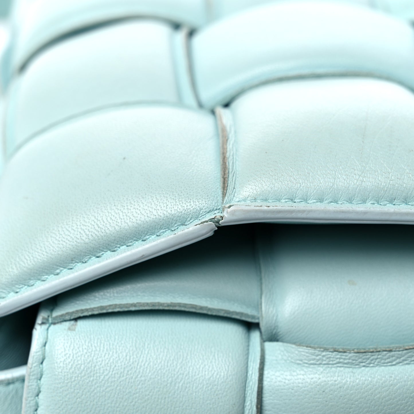 Paper Calfskin Maxi Intreccio Padded Cassette Crossbody Bag Ice