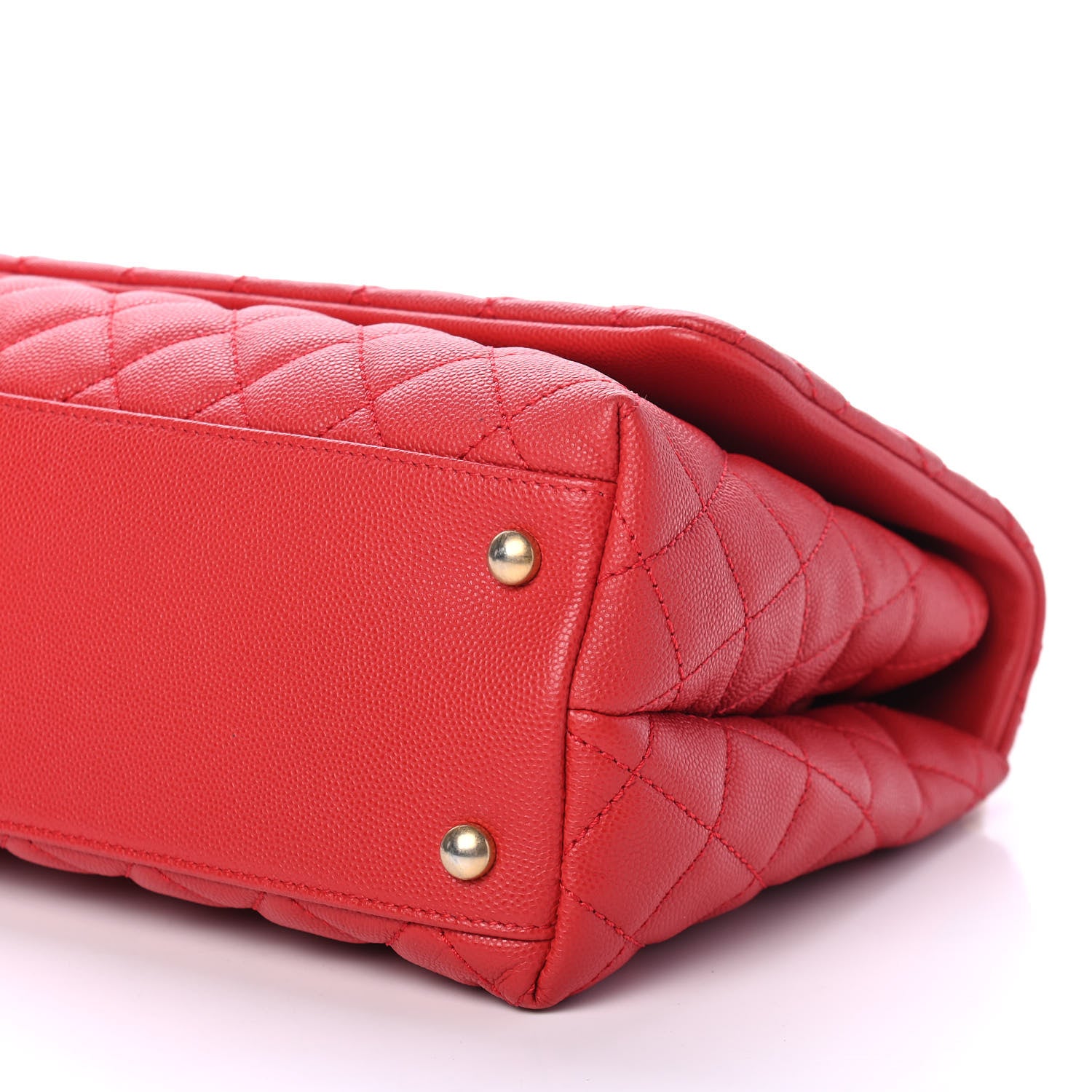 Chanel Caviar Quilted Small Coco Handle Flap Red 10 of 13