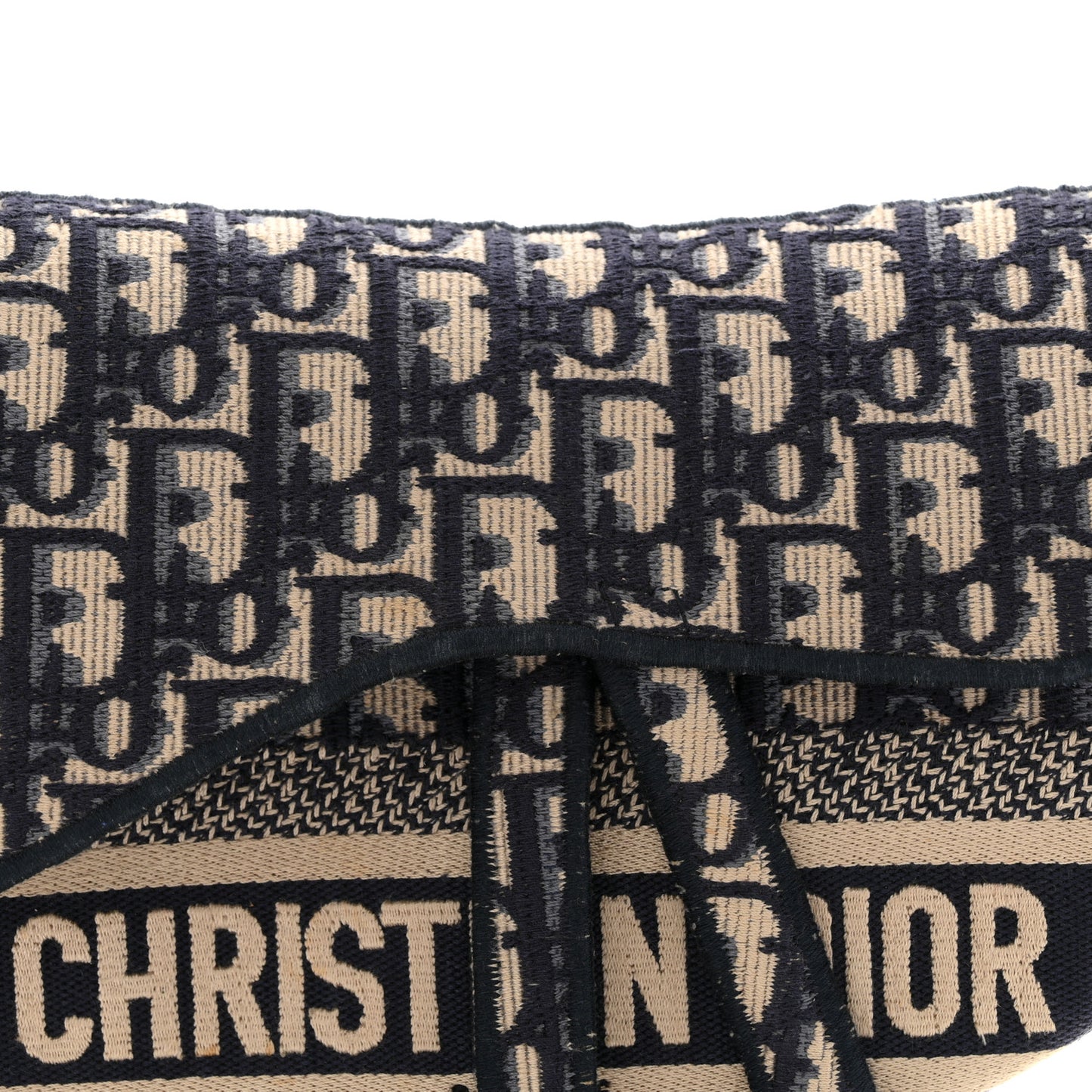 Oblique Embroidered Saddle Bag Blue