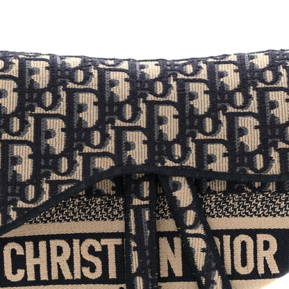 Christian Dior Oblique Embroidered Saddle Bag Blue 8 of 13