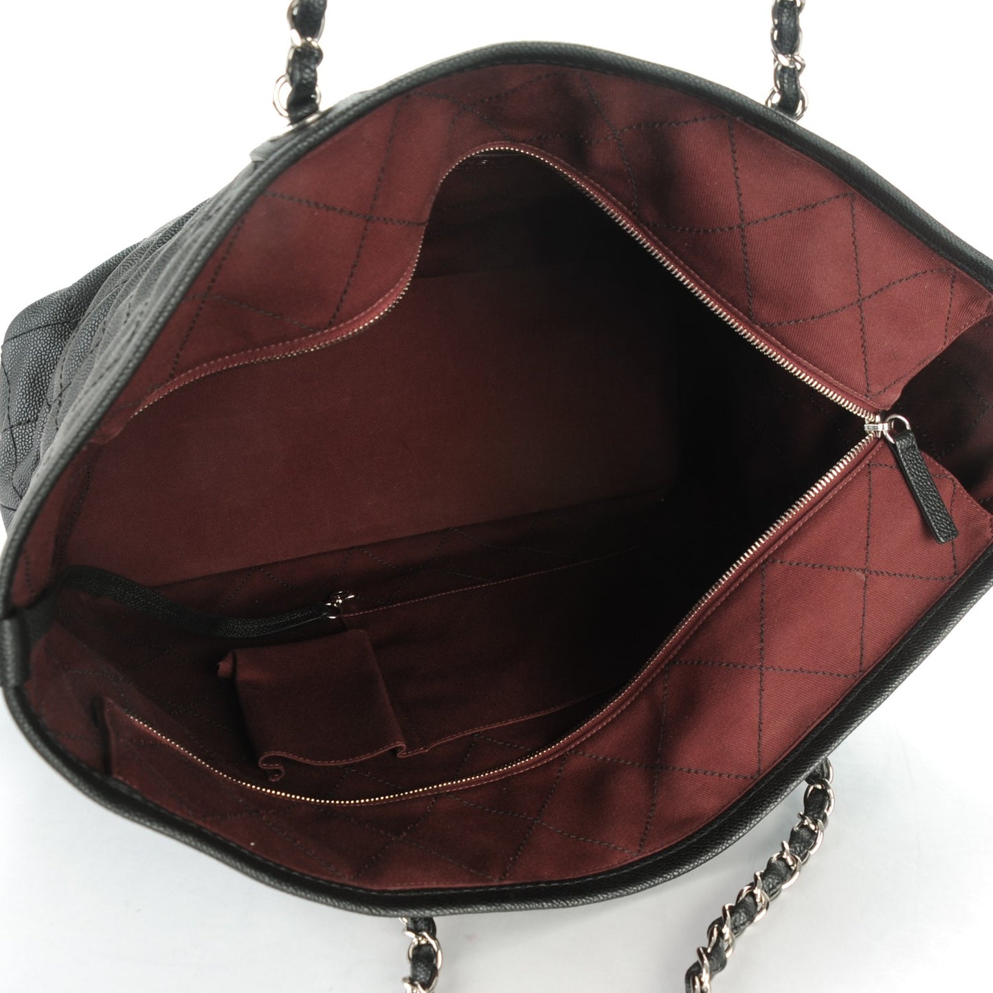 Grained Calfskin Quilted Large Daily Tote Black