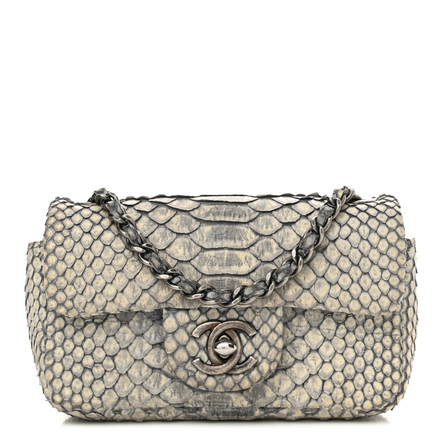 Chanel Snakeskin Extra Mini Rectangular Flap Grey 1 of 14