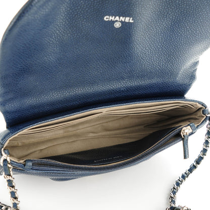 Chanel Caviar Half Moon Wallet On Chain WOC Dark Blue 5 of 8