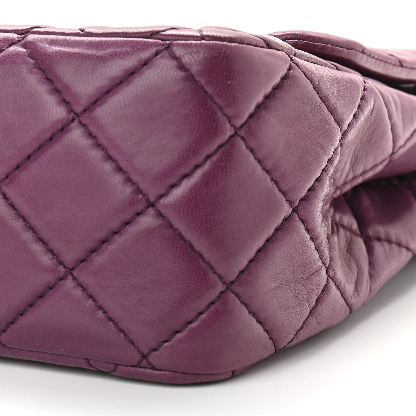 Lambskin Quilted Jumbo Single Flap Purple