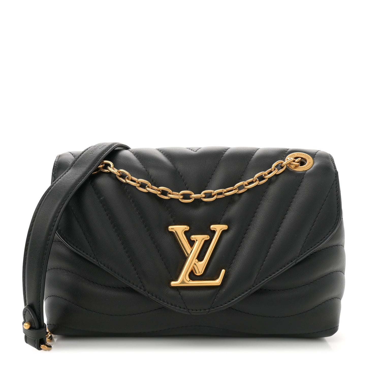 Calfskin New Wave Chain Bag MM NM Black