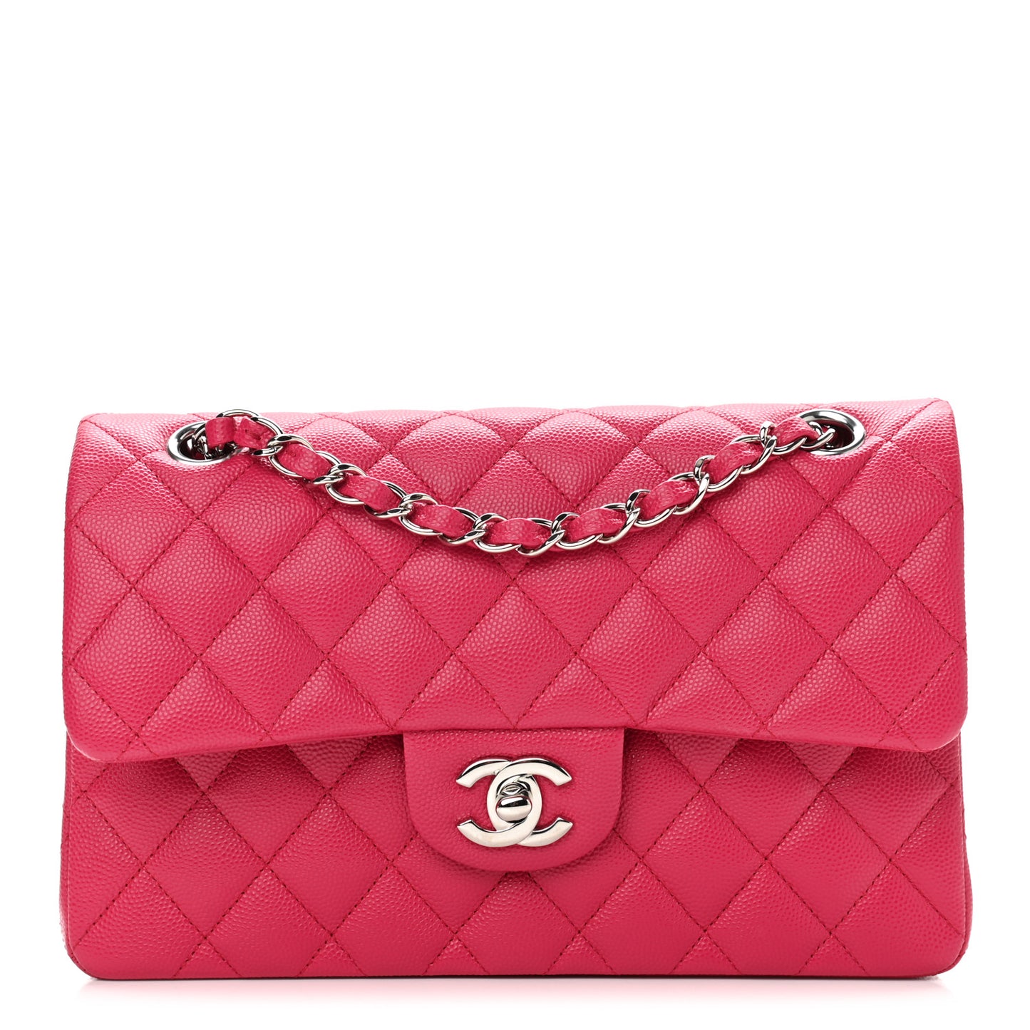 Caviar Quilted Small Double Flap Dark Pink