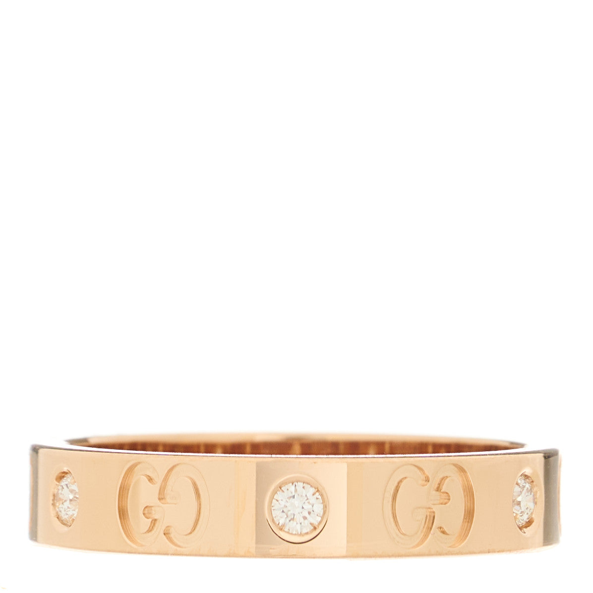 18K Rose Gold Diamond Icon Band Ring 57 8