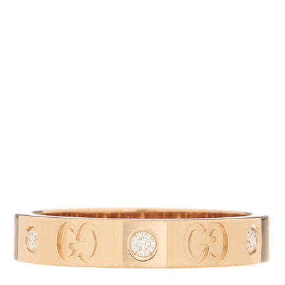 Gucci 18K Rose Gold Diamond Icon Band Ring 57 8 3 of 7