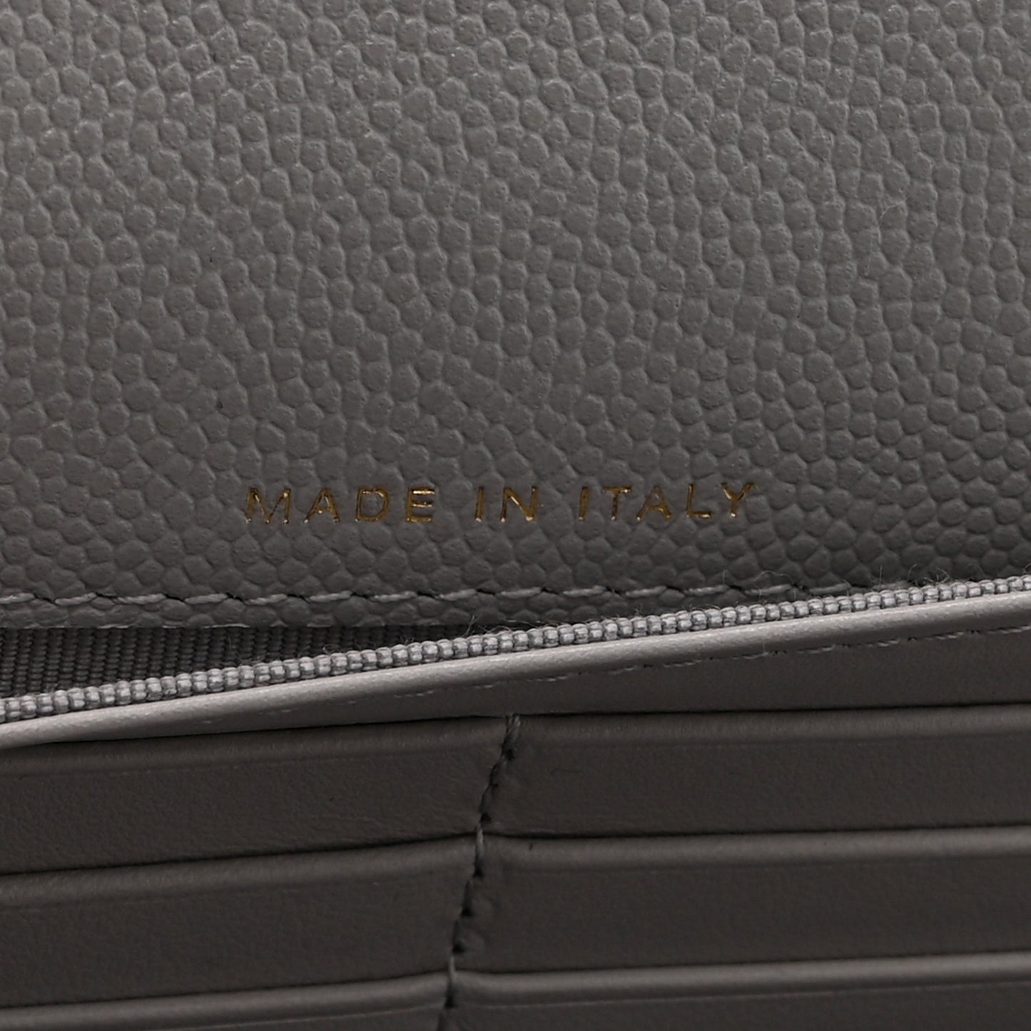 Caviar Quilted Large Gusset Flap Wallet Grey