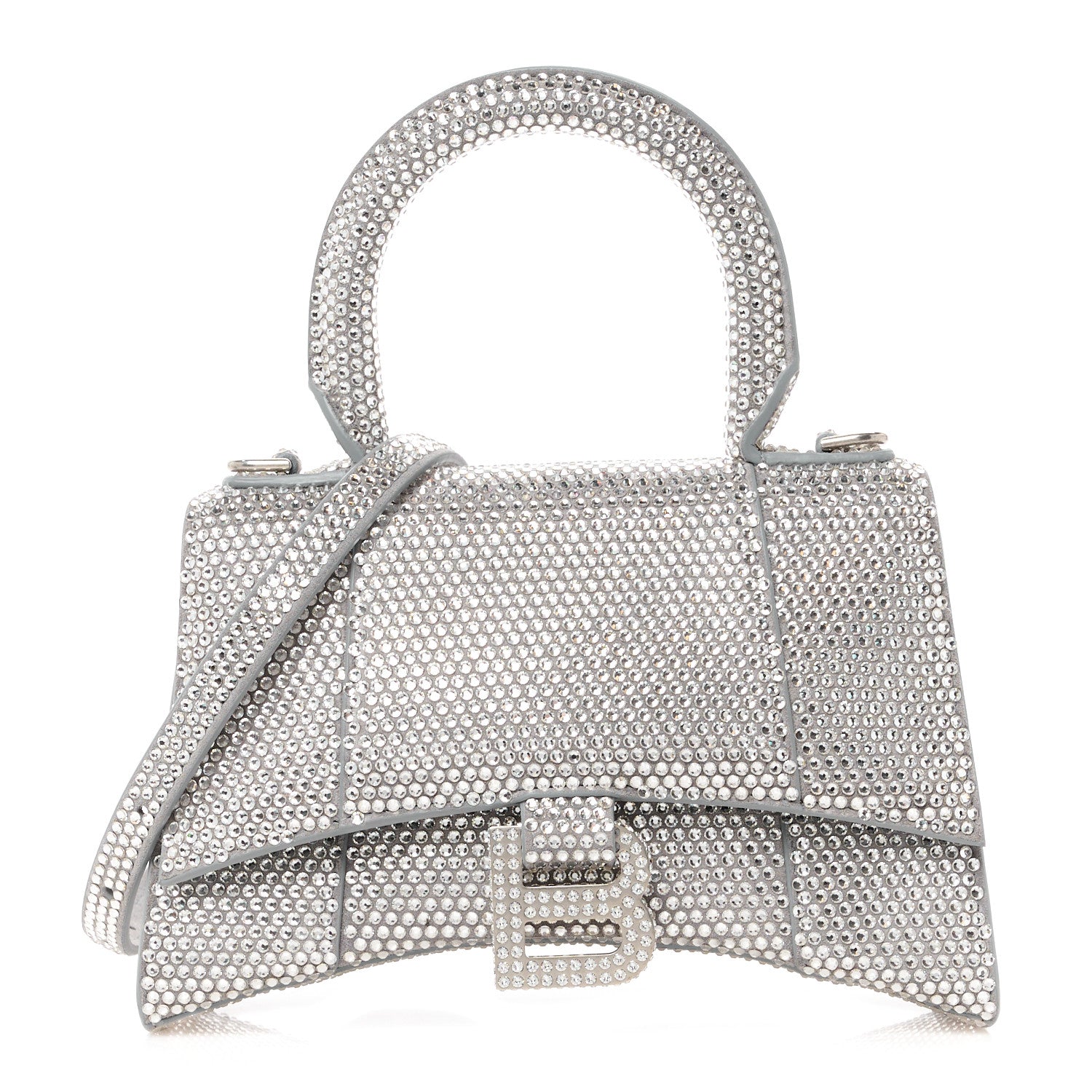 Balenciaga Strass Suede Hourglass Top Handle Bag XS Smoke Grey Crystal 1 of 12