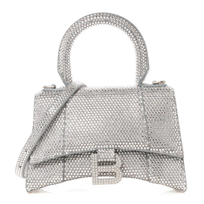 Balenciaga Strass Suede Hourglass Top Handle Bag XS Smoke Grey Crystal 1 of 12