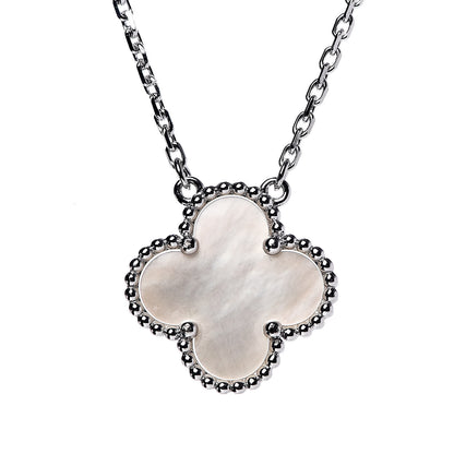 Van Cleef & Arpels 18K White Gold Mother of Pearl Vintage Alhambra Pendant Necklace 4 of 6