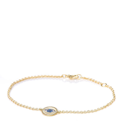 David Yurman 18K Yellow Gold Diamond Blue Sapphire Cable Collectibles Evil Eye Bracelet 1 of 5