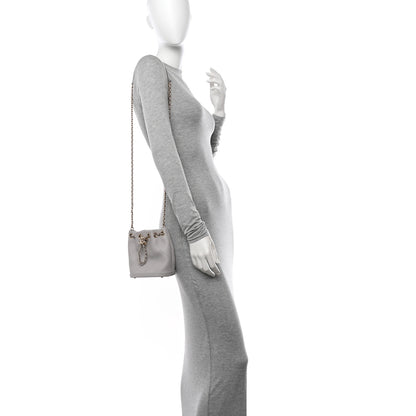 Chanel Calfskin Stitched Chain Bucket Bag Light Grey 2 of 11