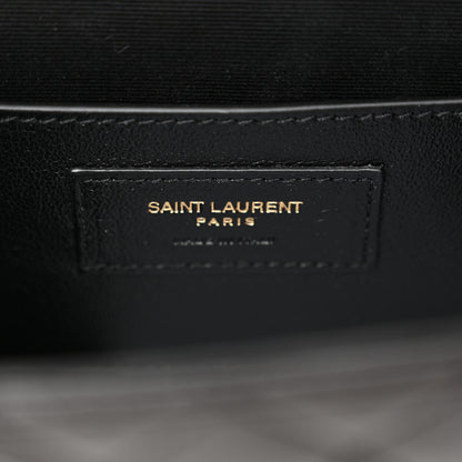 Saint Laurent Grain De Poudre Textured Mixed Matelasse Triquilt Small Monogram Satchel Black 6 of 12