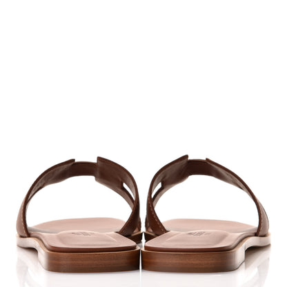 Hermes Box Calfskin Oran Sandals 38.5 Gold 9 of 17