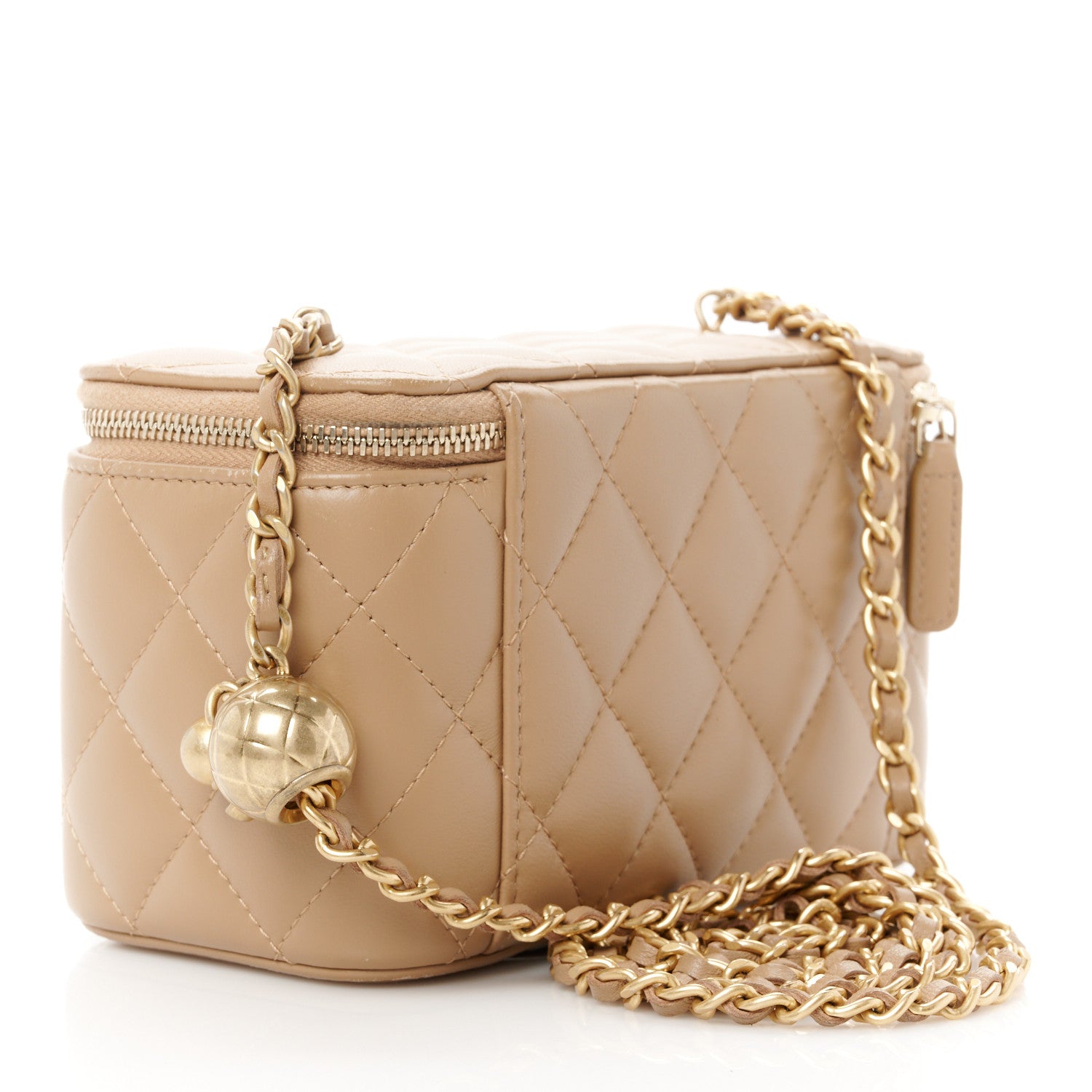 Chanel Lambskin Quilted Pearl Crush Small Vanity Case With Chain Beige 3 of 11