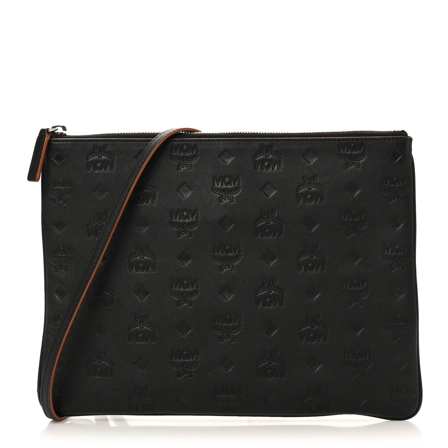 MCM Calfskin Ottomar Monogram Medium Crossbody Pouch Black 1 of 10
