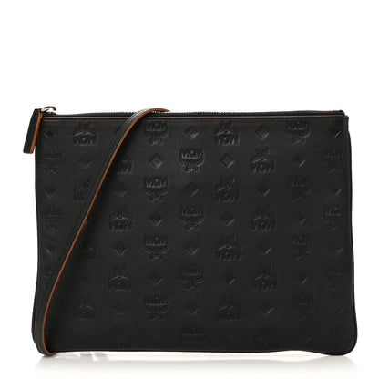 MCM Calfskin Ottomar Monogram Medium Crossbody Pouch Black 1 of 10