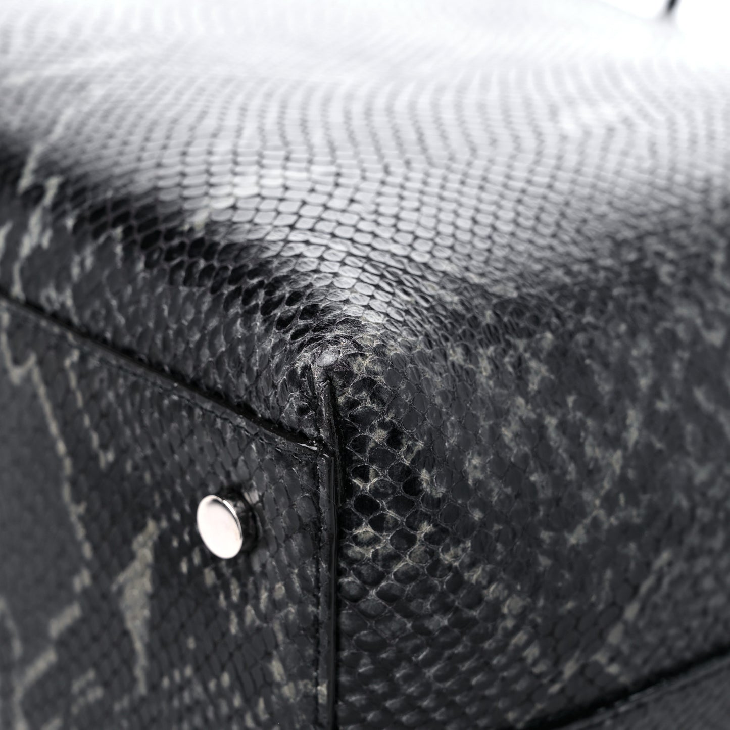 Snakeskin Embossed Calfskin JC Tote Anthracite