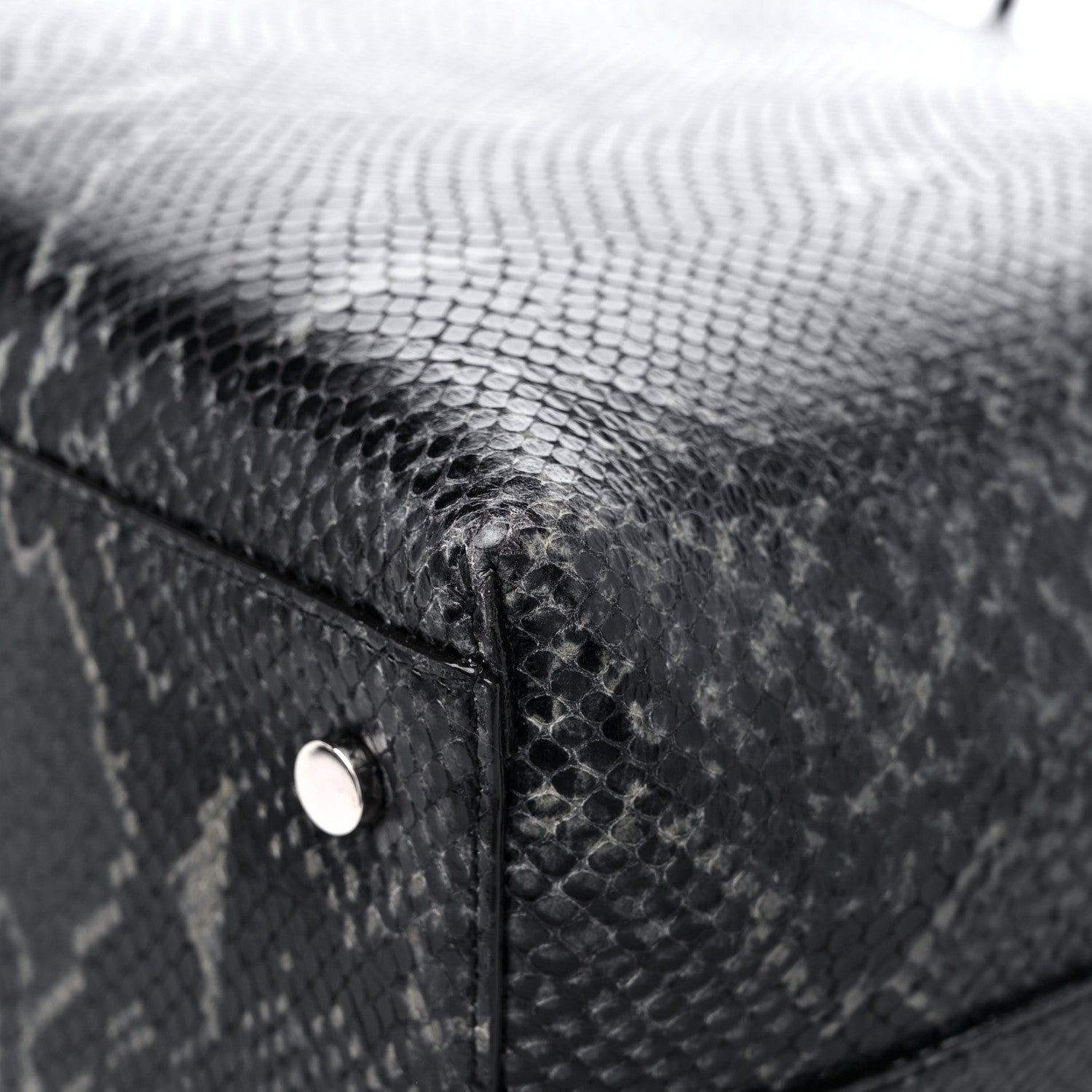 Jimmy Choo Snakeskin Embossed Calfskin JC Tote Anthracite 10 of 11