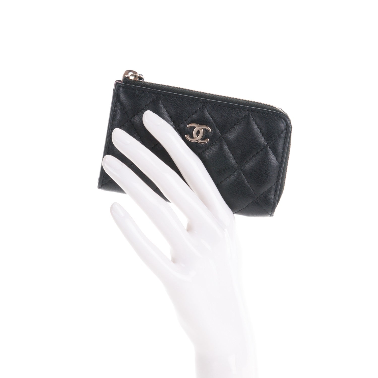 Chanel Lambskin Quilted Key Holder Case Black 2 of 7