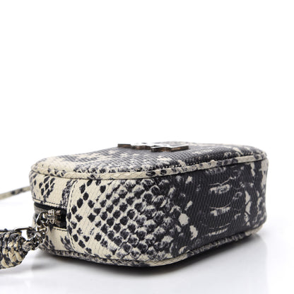 Saint Laurent Python Embossed Calfskin Monogram Blogger Bag Black Beige 4 of 10