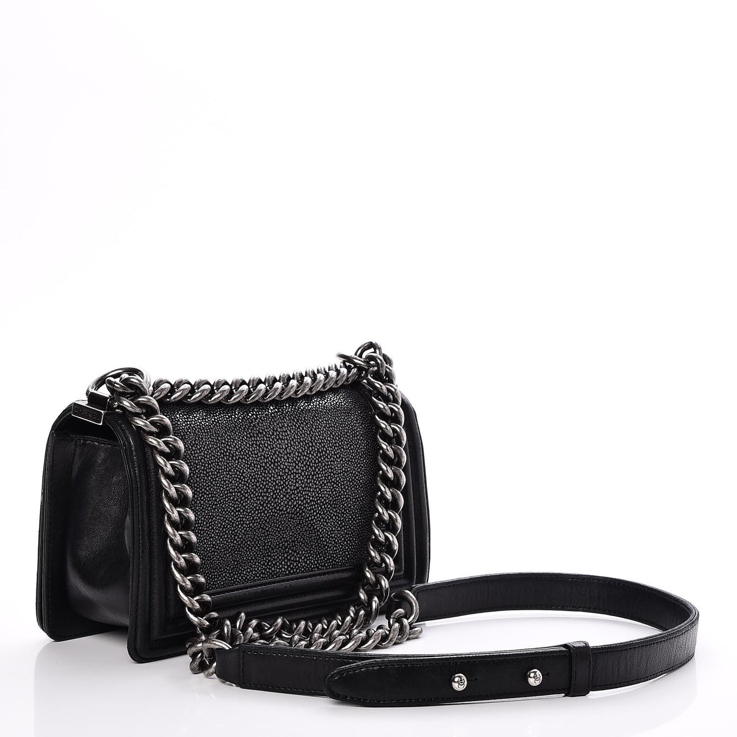 Galuchat Stingray Small Boy Flap Black