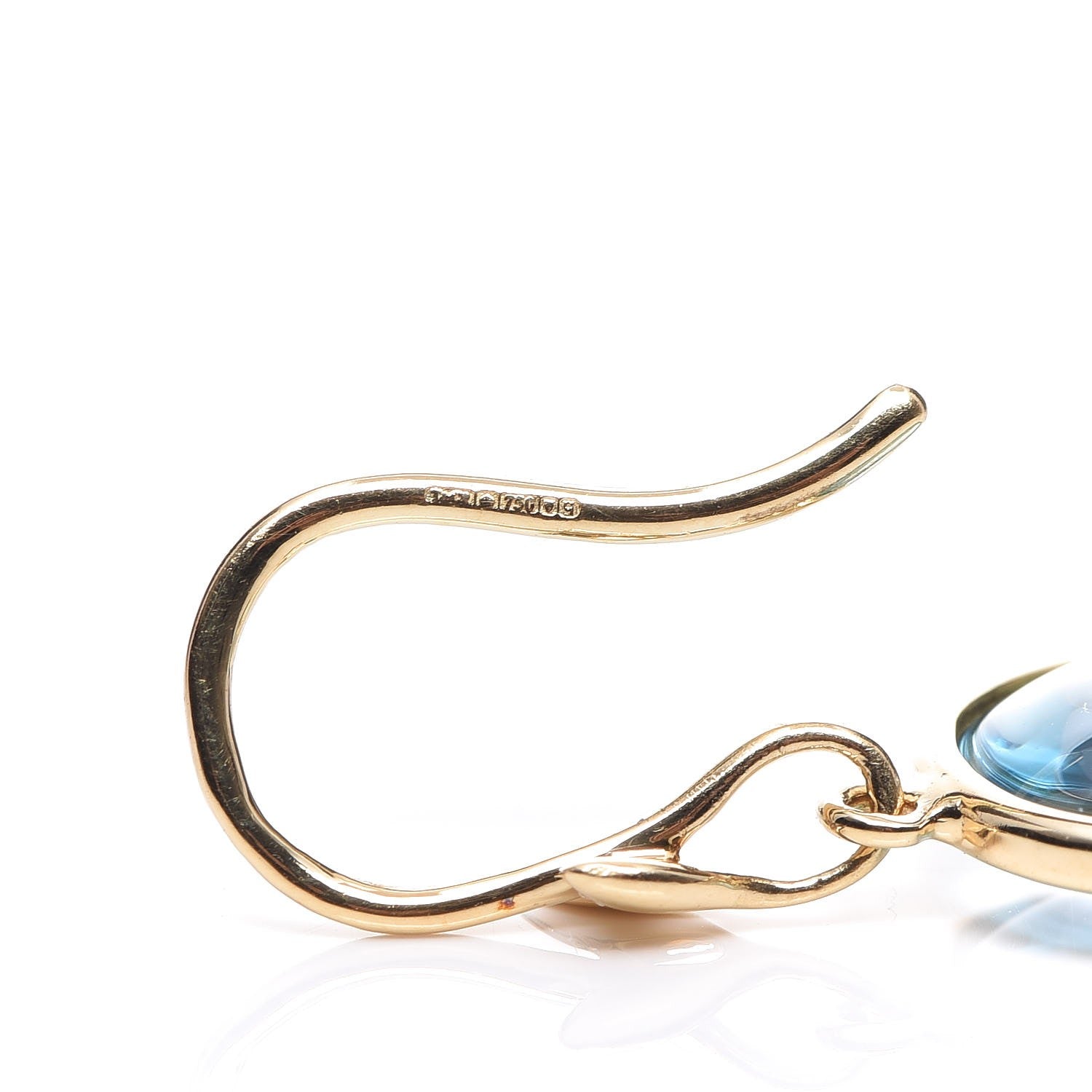Tiffany 18K Yellow Gold Blue Topaz Paloma Picasso Olive Leaf Drop Earrings 3 of 5