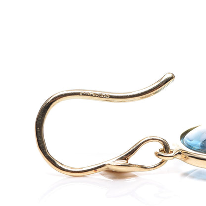 Tiffany 18K Yellow Gold Blue Topaz Paloma Picasso Olive Leaf Drop Earrings 3 of 5