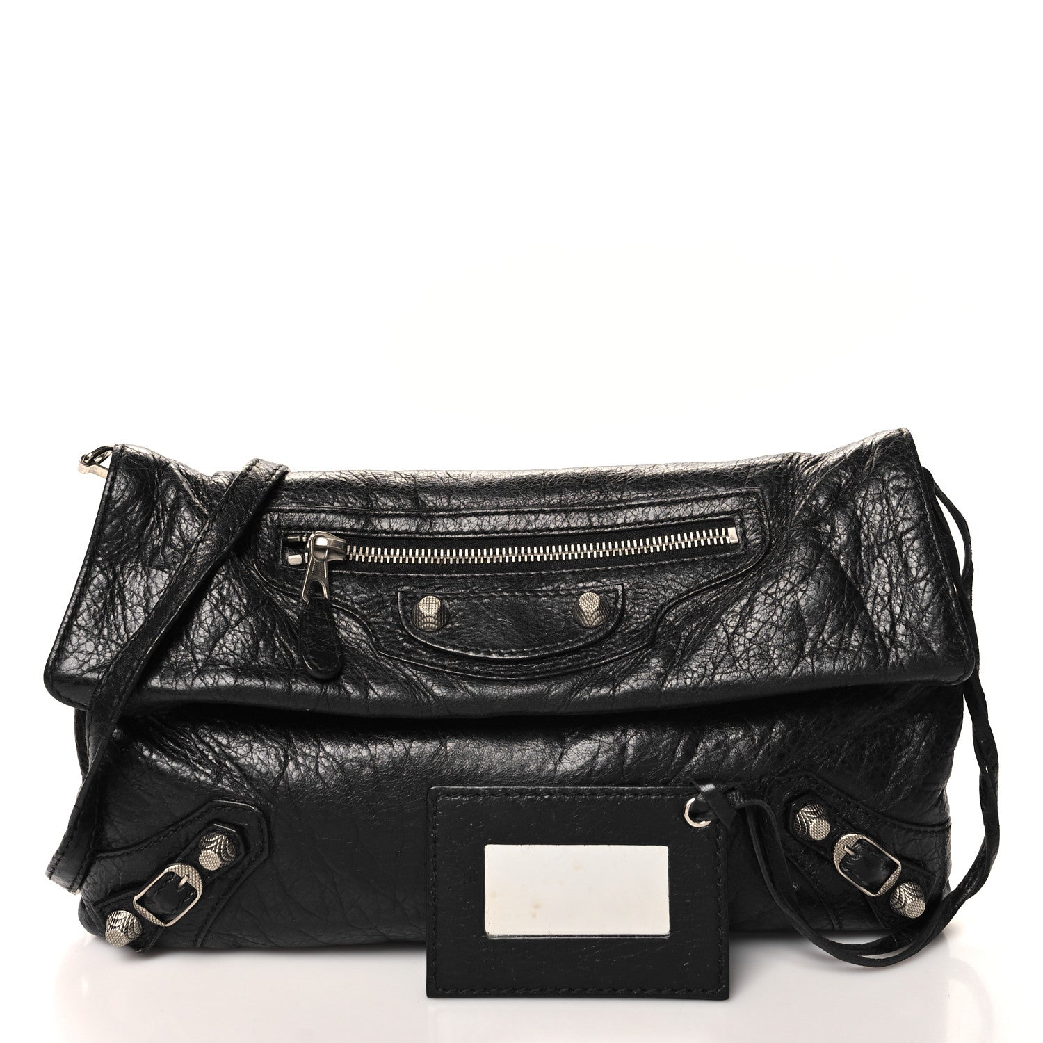 Balenciaga Agneau Giant 12 Silver Hardware Envelope Strap Clutch Black 3 of 14