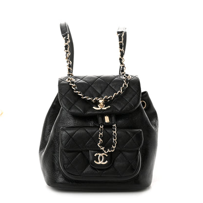Chanel Glazed Aged Calfskin Quilted Small Duma Drawstring Backpack Black 1 of 9